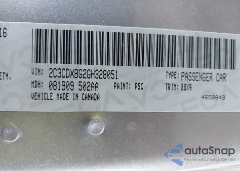 2016 Dodge Charger Se из США, поврежденный, VIN 2C3CDXBG2GH328051